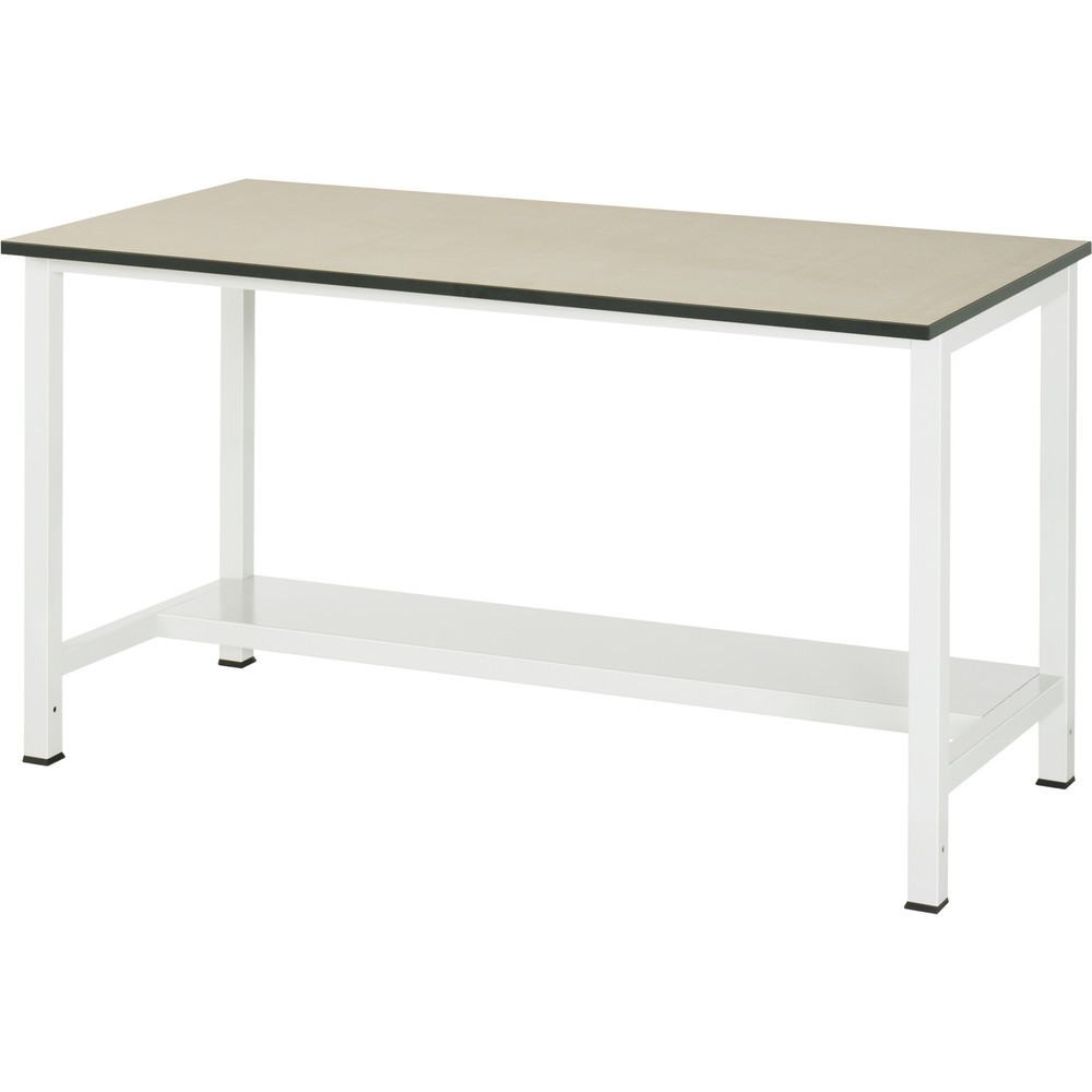 Produktabbildung: RAU Werktisch 900 mit Ablageboden Tiefe 320 mm, HxBxT 825 x 1.500 x 800 mm, MDF Arbeitsplatte