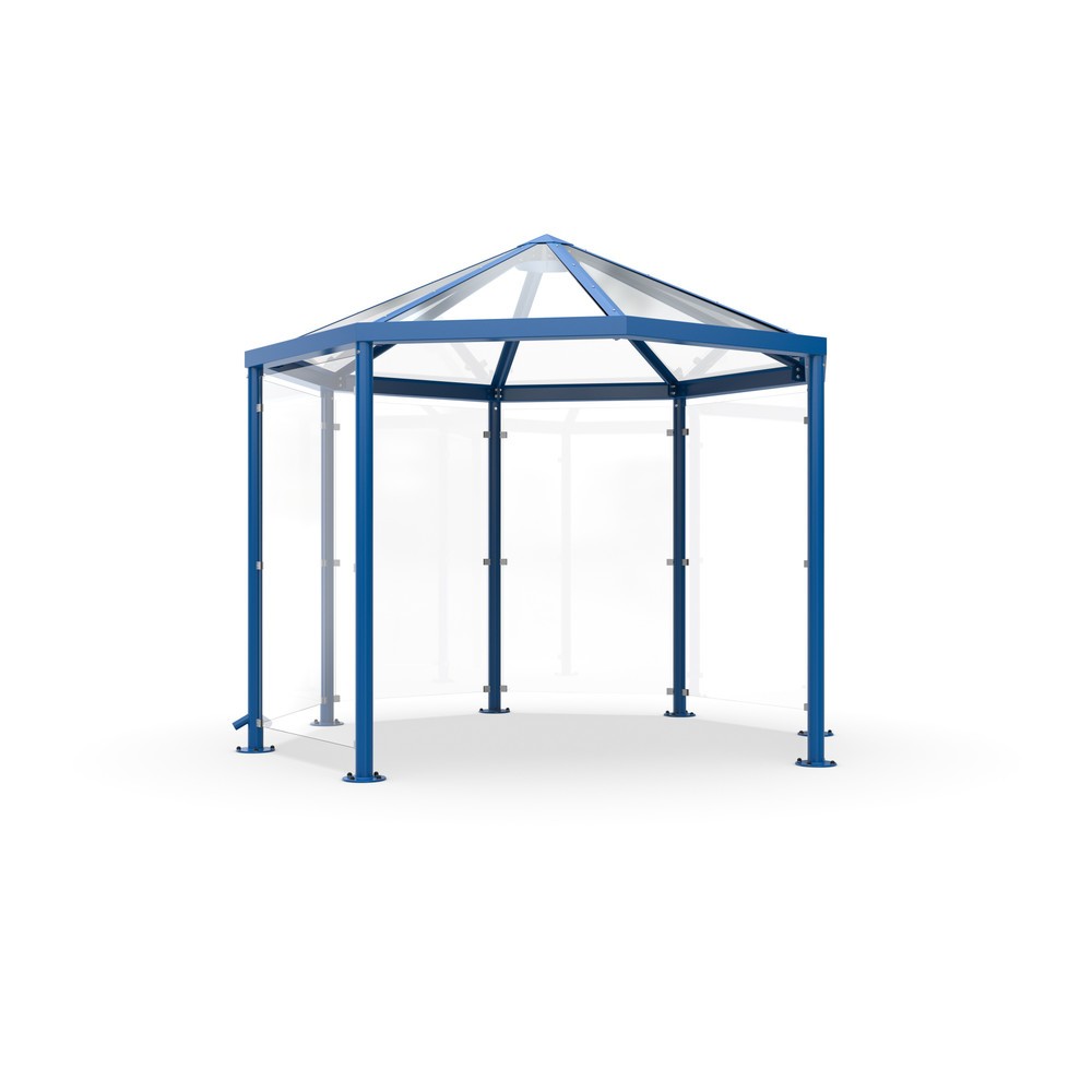 Raucherpavillon mit Spitzdach, ohne Seitenwände, 8-eckig, enzianblau