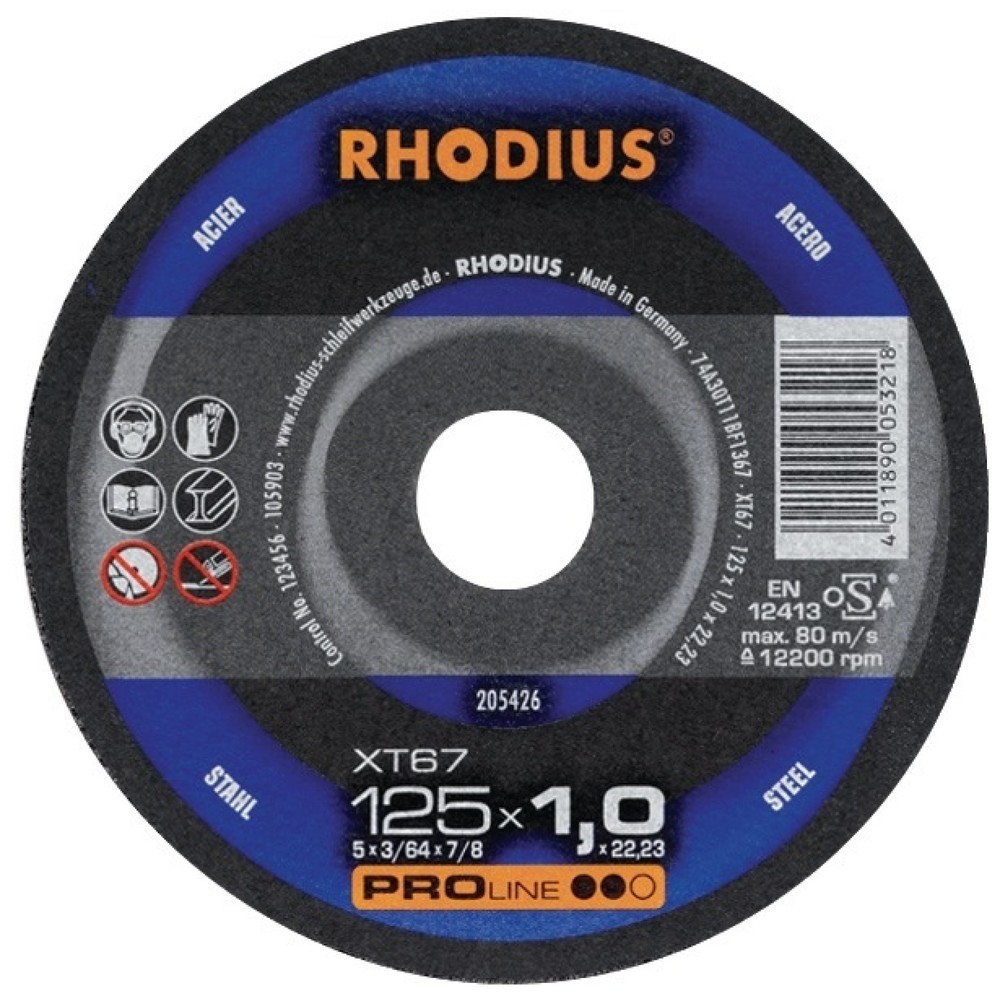 RHODIUS Trennscheibe XT67 D115x1mm ger.STA Bohr.22,23mm
