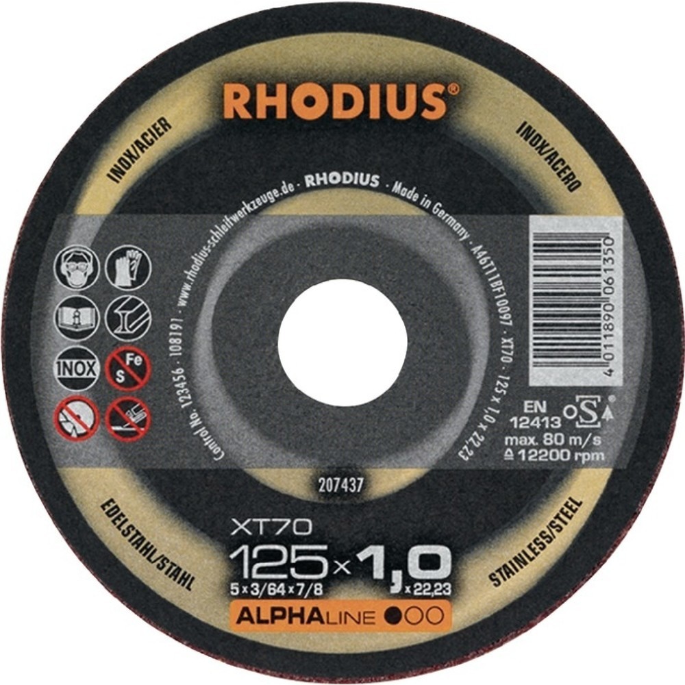 RHODIUS Trennscheibe XT70 D125x1mm ger.INOX Bohr.22,23mm