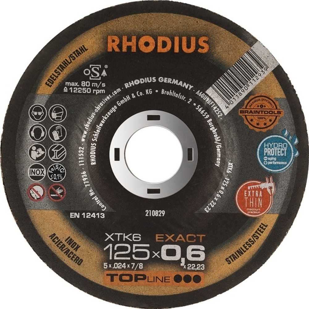 RHODIUS Trennscheibe XTK6 EXACT D125x0,6mm ger.INOX Bohr.22,23mm
