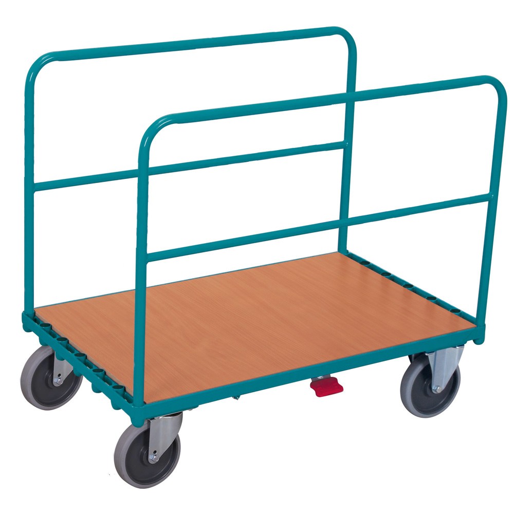 Rohrbügelwagen Ameise®, mit 2 Bügeln, Tragkraft 500 kg, Ladefläche BxT 1.273 x 740 mm, mit Zentralbremse