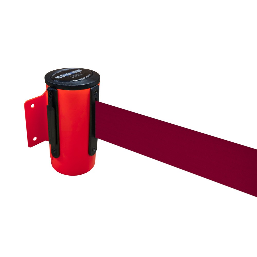 RS-GUIDESYSTEMS® Wandgurt-Kassette aus Metall, pulverbeschichtet, Auszugslänge 2,3 m, rot, bordeaux