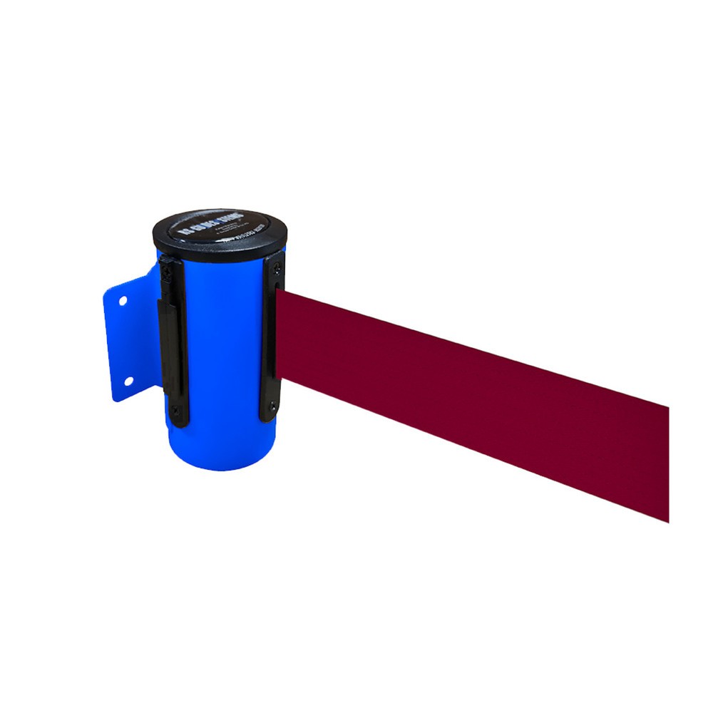 RS-GUIDESYSTEMS® Wandgurt-Kassette aus Metall, pulverbeschichtet, Auszugslänge 4 m, blau, bordeaux