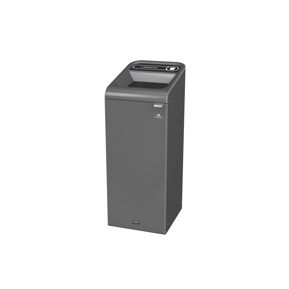 Rubbermaid® Configure Abfallbehälter, verzinkter Stahl, Aufschrift "LANDFILL", 57 Liter, anthrazit, schwarz