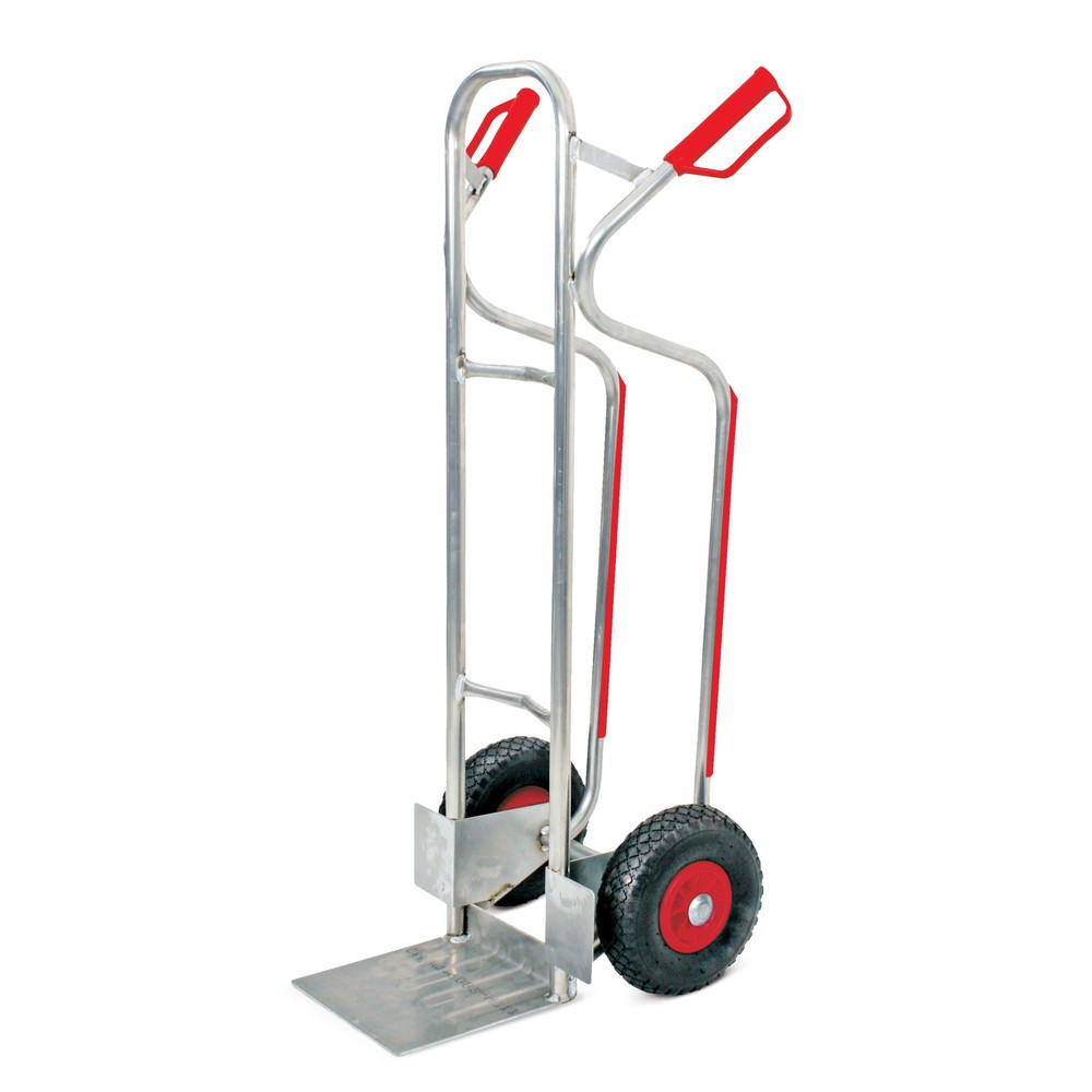 Sackkarre BASIC, mit pannensicherer Bereifung, TK 200 kg, Schaufel BxT 275 x 245 mm, Aluminium