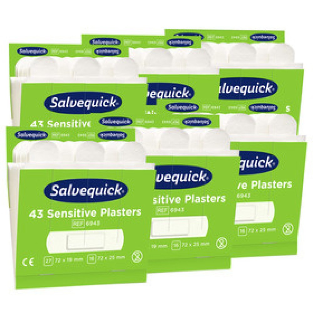 Salvequick Pflaster Nachfüllset für Pflasterspender Salvequick, sensitive Refill 6943 Inhalt: 6 Packs a 43 Pflaster