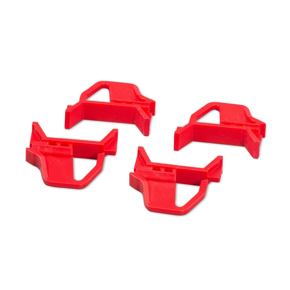 Schiebeverschlüsse für Euro-Stapelbehälter mit roten/blauen Griffen, 4-teilig, rot
