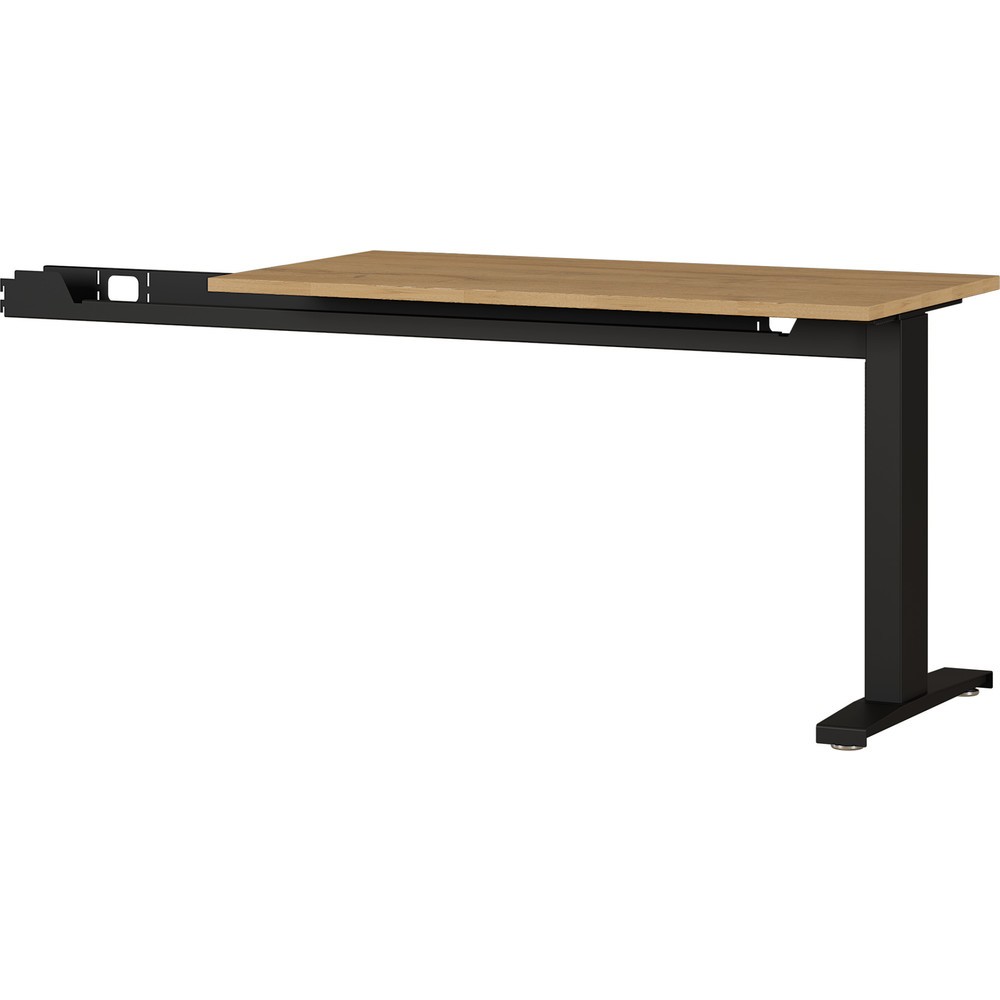 Schreibtisch Anbauplatte AGENDA 90°, 1.130 x 600 mm, Grandson-Eiche-Nb./Schwarz