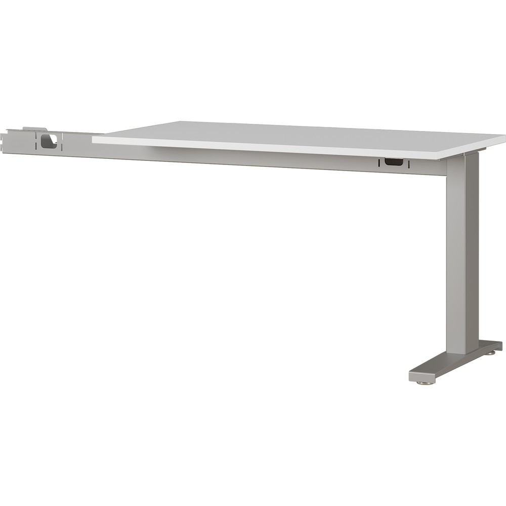 Schreibtisch Anbauplatte AGENDA 90°, 1.130 x 600 mm, Lichtgrau/Silber