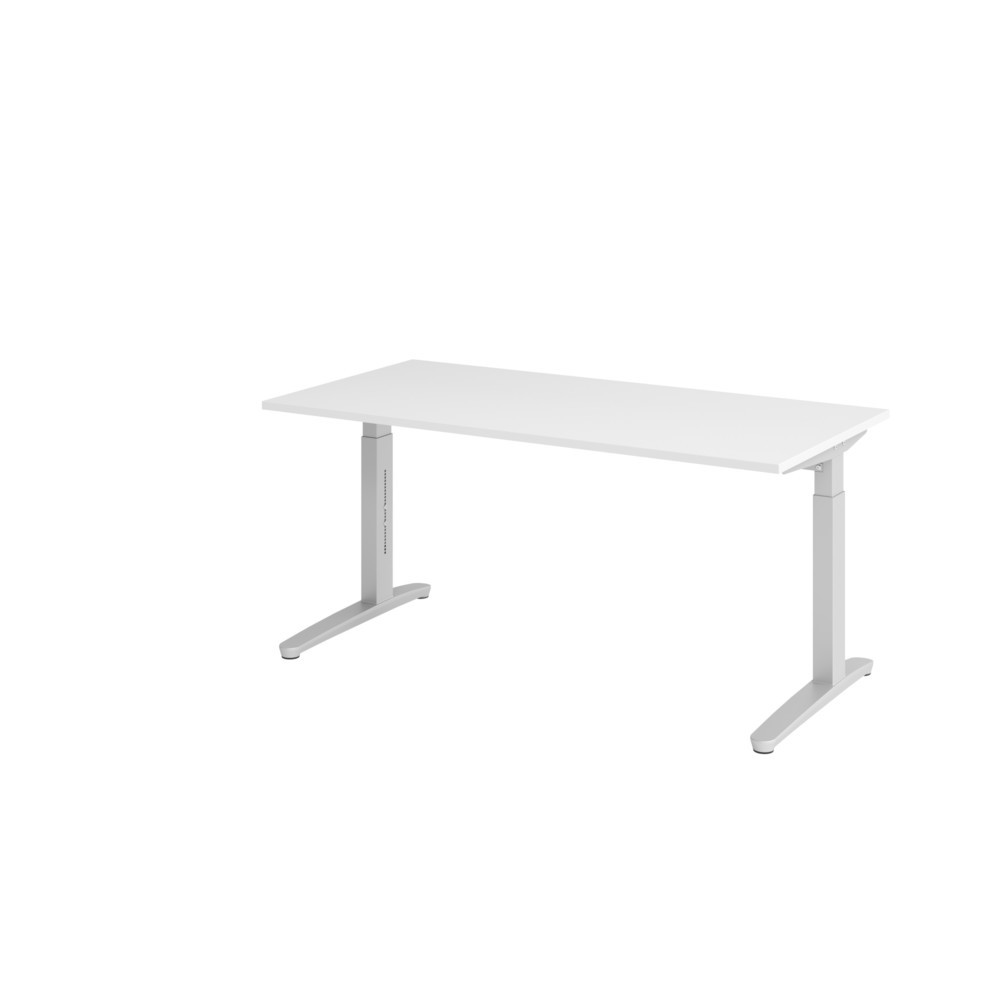 Schreibtisch, C-Fuß höhenverstellbar, BxT 1.600 x 800 mm, weiß