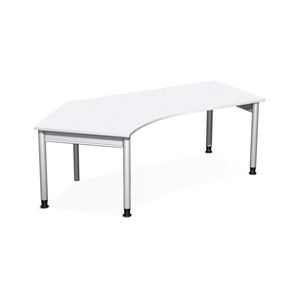 Schreibtisch Profi, 4-Fuß höhenverstellbar, Freiform 135° links, BxT 2.166 x 1.130 mm, weiß