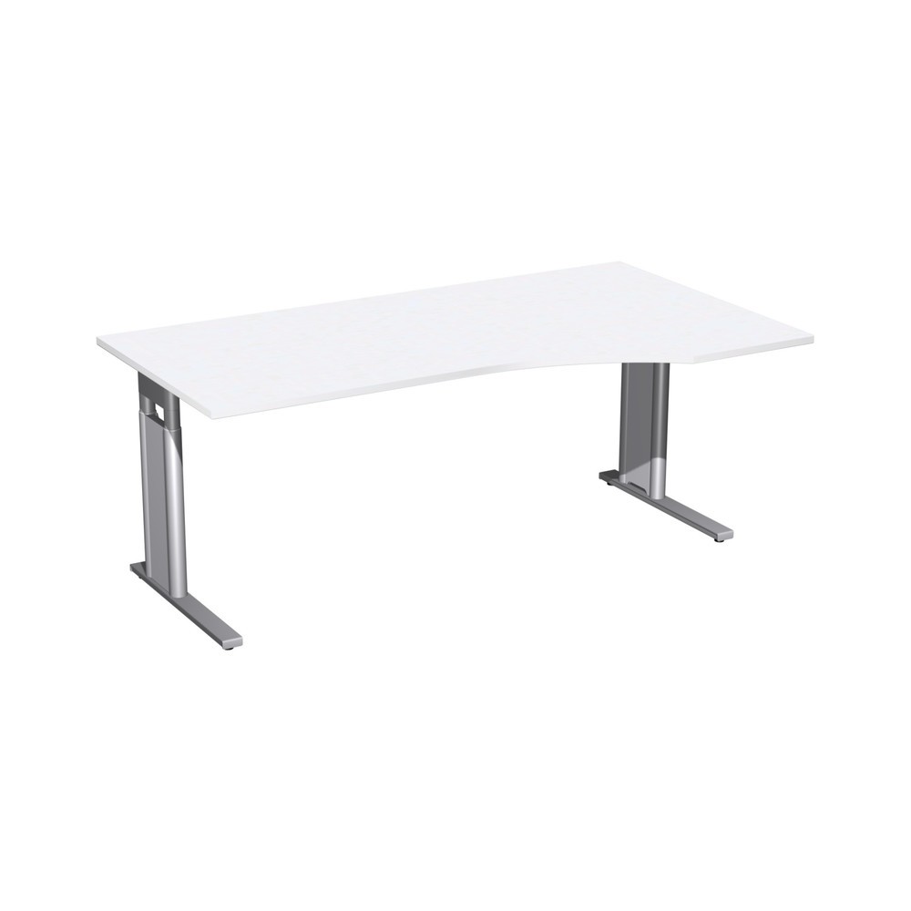 Produktabbildung: Schreibtisch Profi, C-Fuß, PC-Form, rechts, höhenverstellbar, BxT 1.800 x 800/1.000 mm, weiß