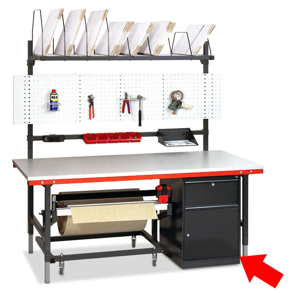 Schubladenschrank für Rocholz Packtisch-System, 1 Schublade, 1 Tür