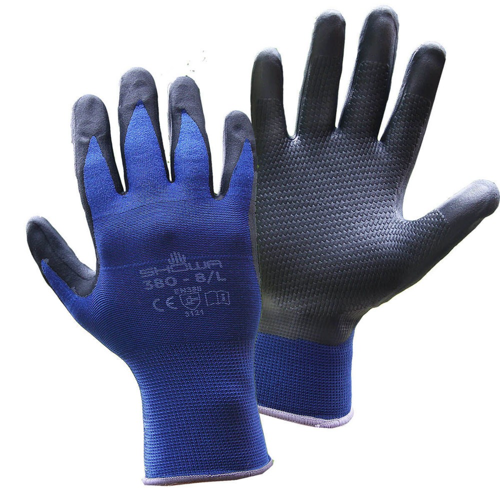 SHOWA 380 NBR Foam Grip Strickhandschuh Nylon blau, Größe M/7