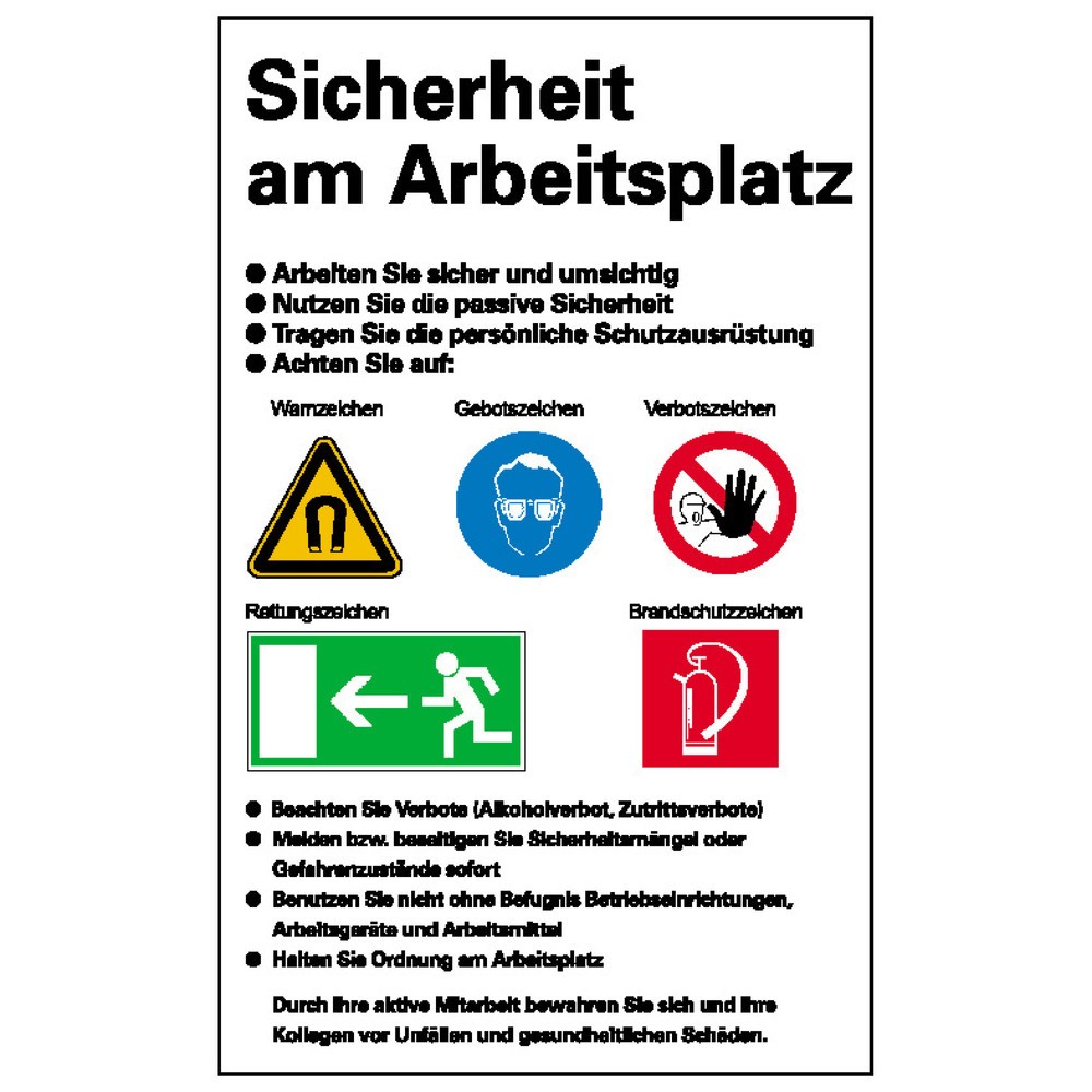 Sicherheitsaushang: Sicherheit am Arbeitsplatz, HxB 750 x 500 mm