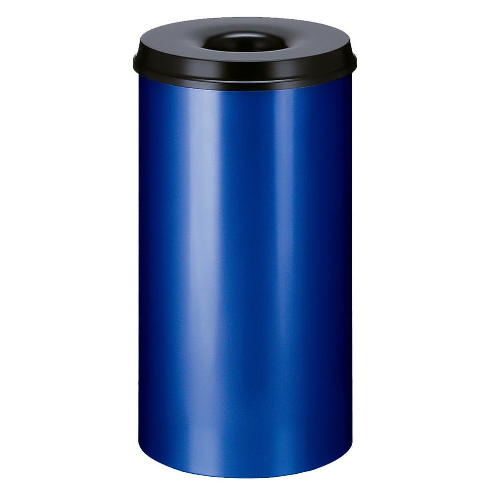 Sicherheitspapierkorb, selbstlöschend, Stahl, 50 Liter, blau, schwarz