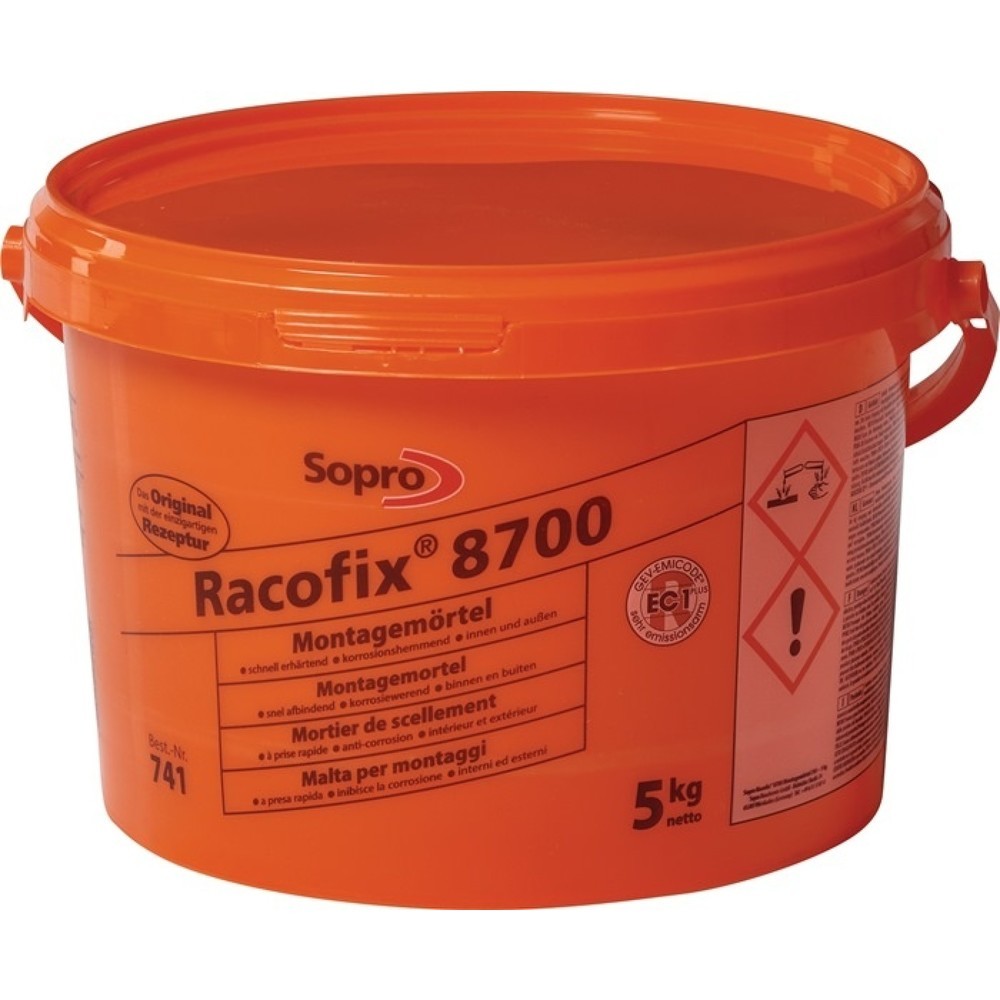 SOPRO Montagemörtel Racofix® 8700, 1:3 Raumteile (Wasser/Mörtel) 5 kg, Eimer