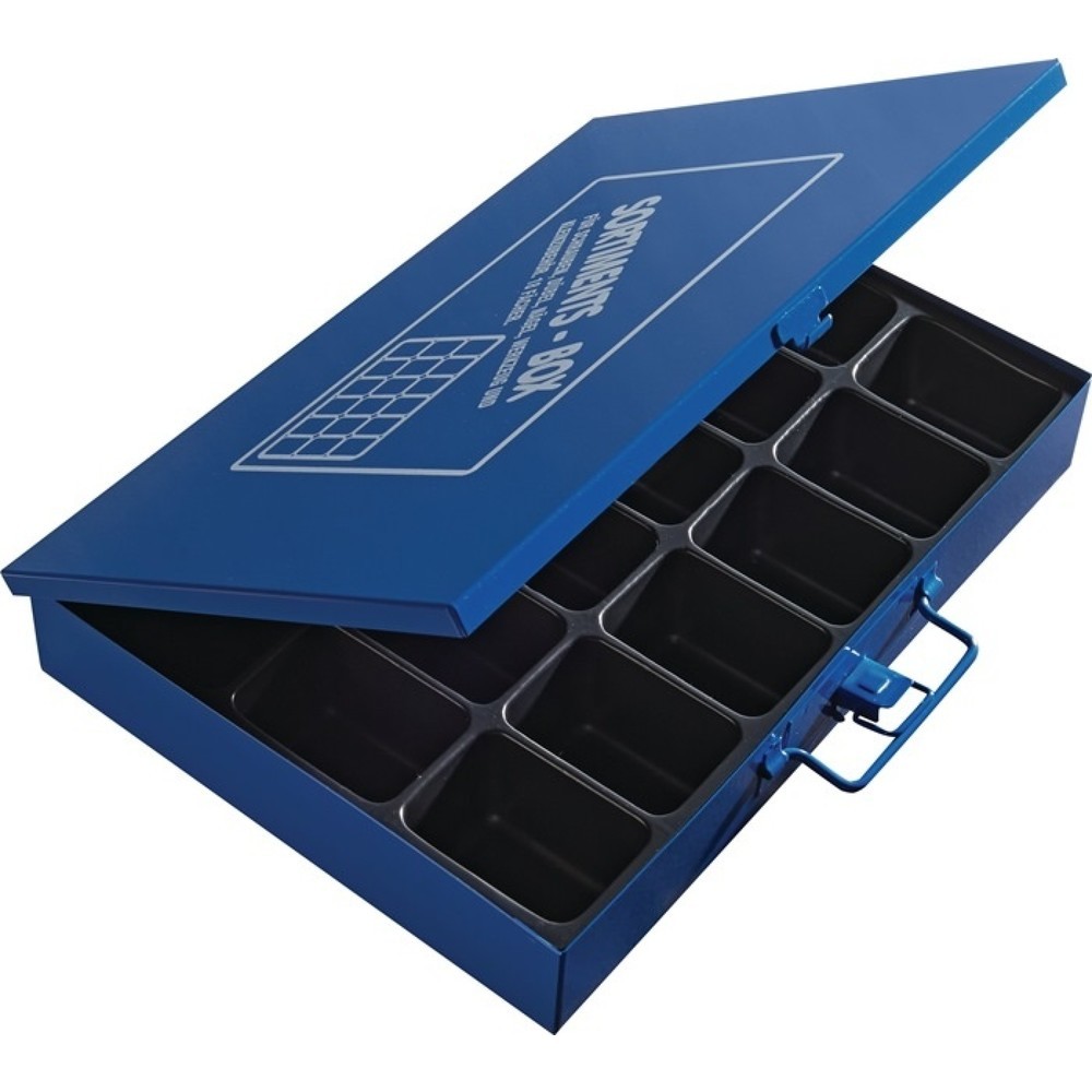 Sortimentskasten, 18 Fächer ohne Beschriftungsschild, B330xT240xH50mm, blau