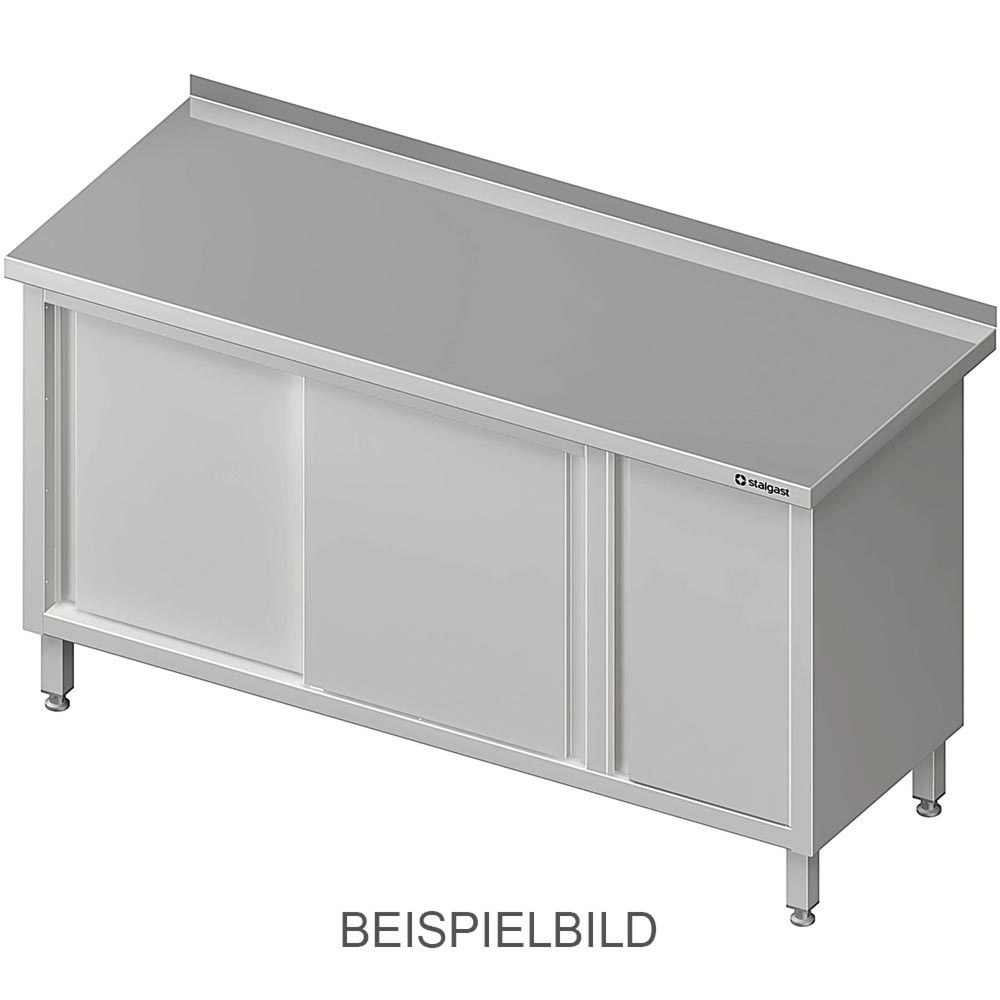 Stalgast Arbeitsschrank mit Schiebetüren, 1200x600x850 mm, mit Flügeltürschrank links, mit Aufkantung, verschweißt