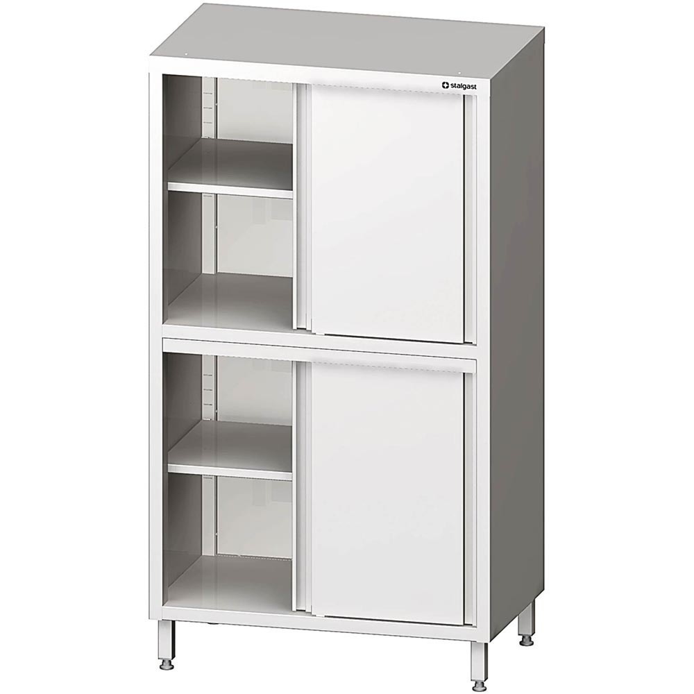 Stalgast Hochschrank mit Schiebetüren, 800x600x1800 mm, mit zwei Schrankräumen, verschweißt