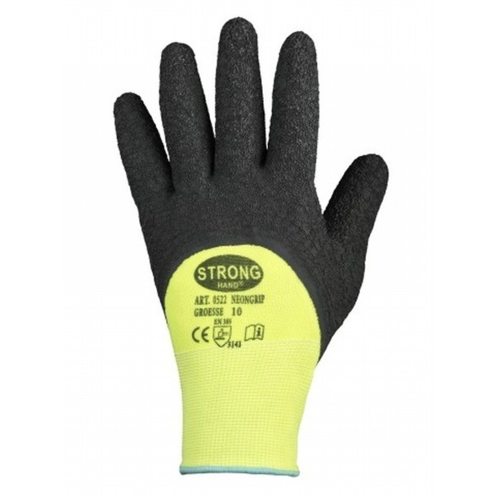 STRONGHAND Handschuh NEONGRIP, Größe 10 neongelb/schwarz, EN 420, EN 388 PSA-Kategorie II