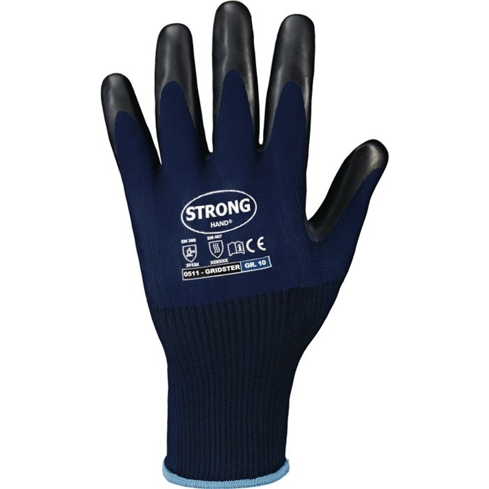 STRONGHAND Handschuhe GRIDSTER, Größe 9 dunkelblau/schwarz, EN 388, EN 407 PSA-Kategorie II