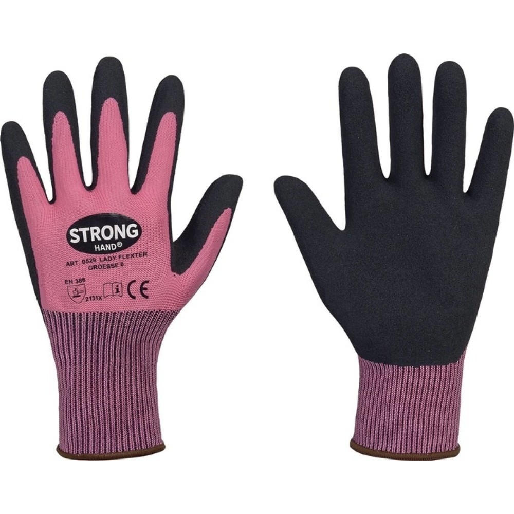 STRONGHAND Handschuhe LADY FLEXTER, EN 420/EN 388 PSA-Kategorie II, Größe 6 pink/schwarz