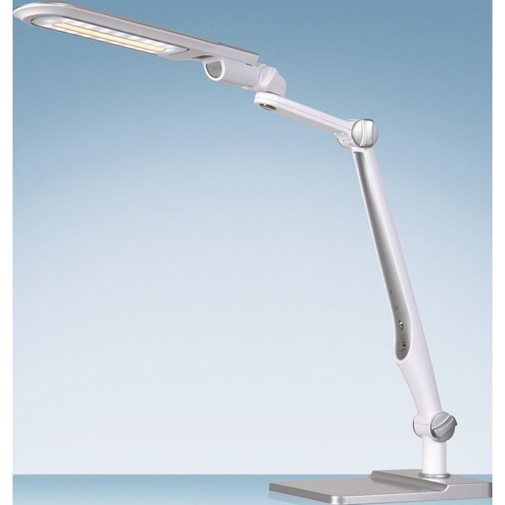 styro Schreibtischleuchte LED Multiflex, mit Standfuß und Klemme, ABS, Eisen, PS weiß/silber Höhe 600 mm, LED