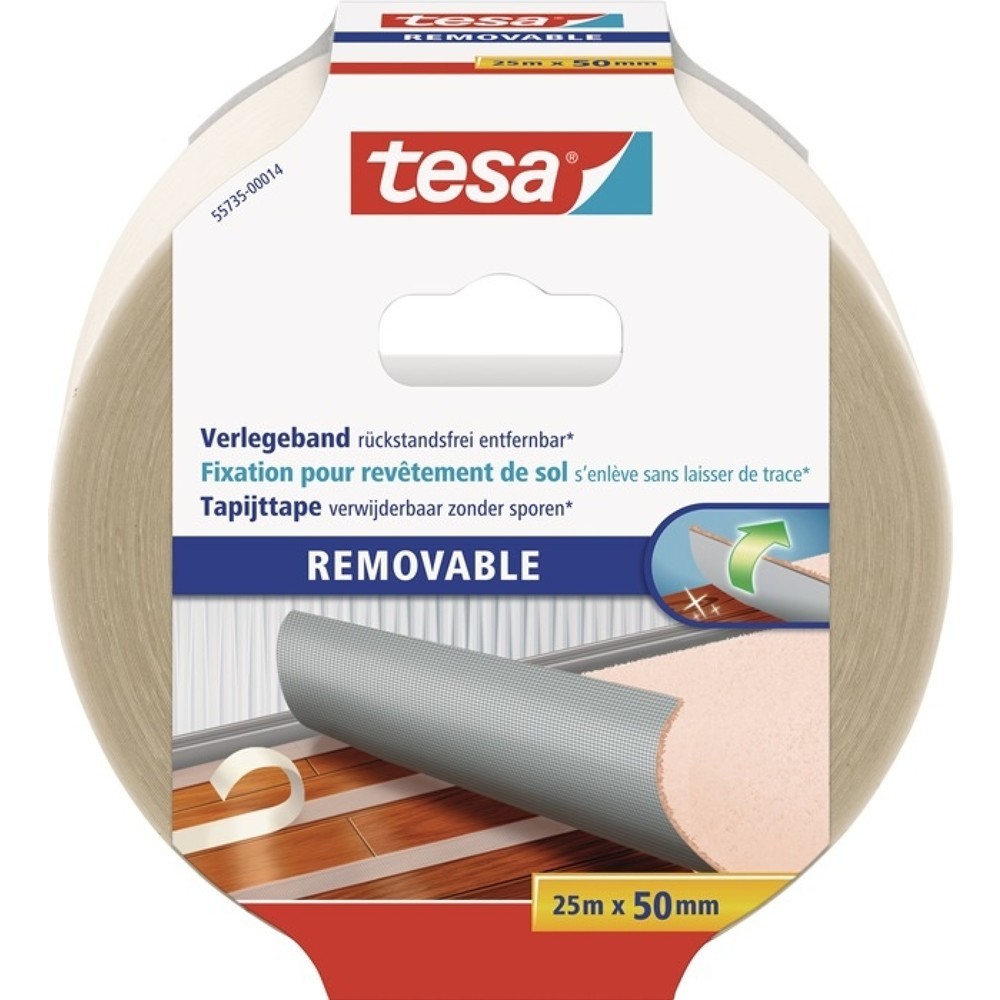 tesa® Doppelseitiges Verlegeband 55735, Länge 25 m Breite 50 mm, Rolle