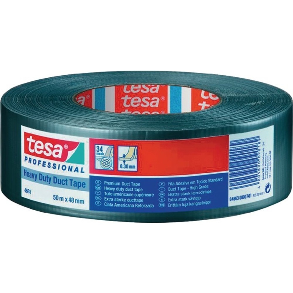 tesa® Gewebeband duct tape 4663, Länge 50 m Breite 48 mm, silber, Rolle