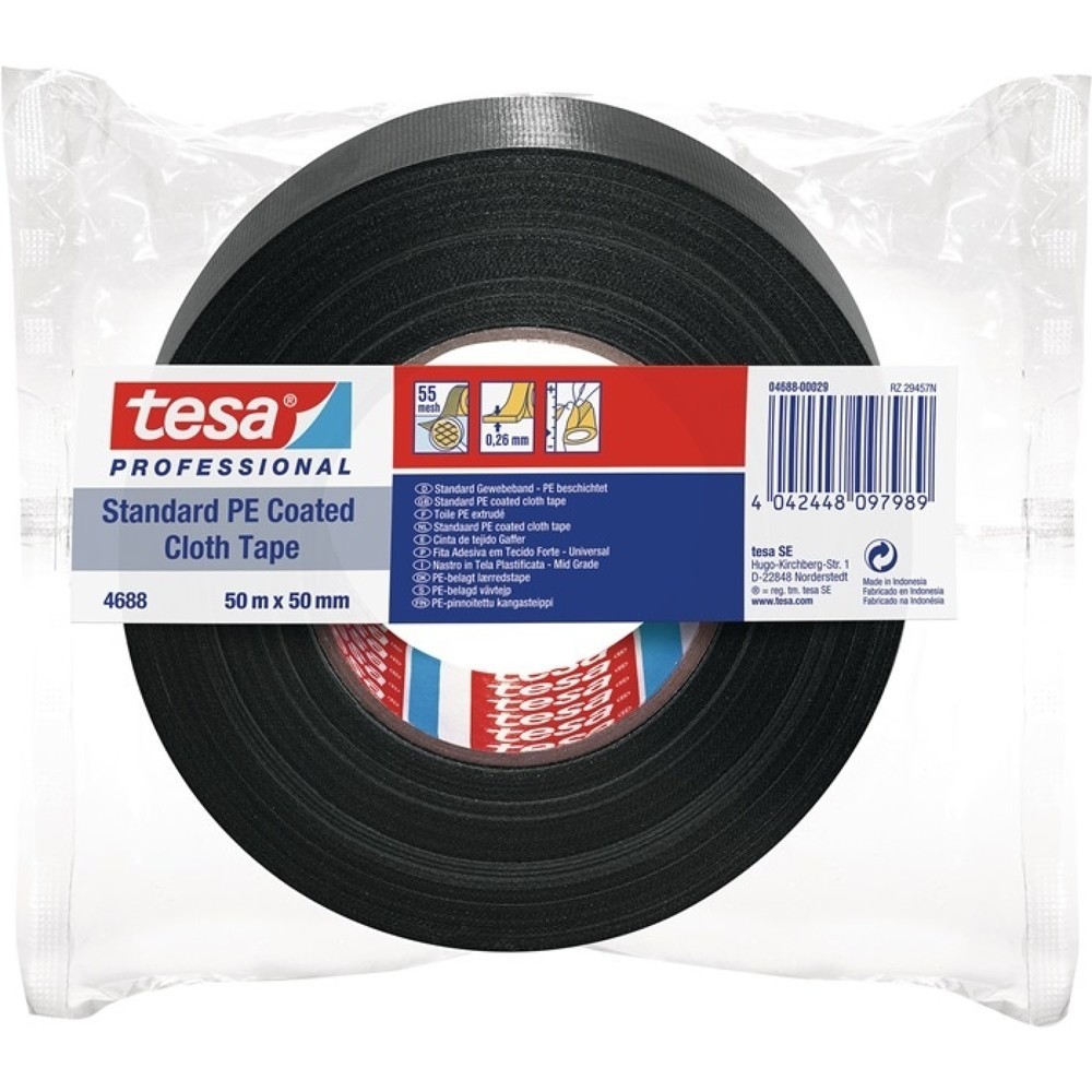 tesa® Gewebeband tesa® band® Standard 4688, Länge 50 m Breite 50 mm, schwarz, Rolle