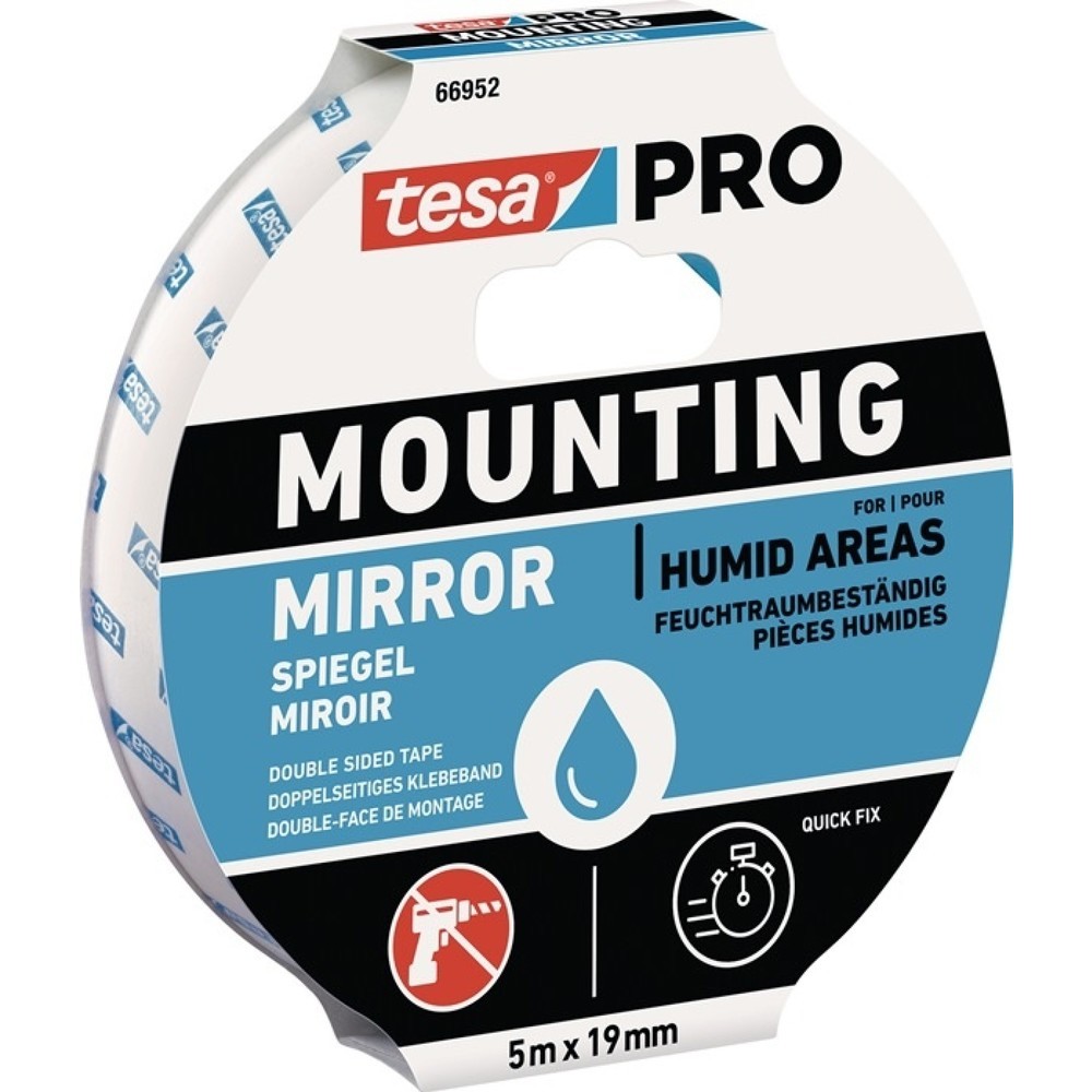 tesa® Montageband Mounting PRO Spiegel 66952, weiß, Länge 5 m Breite 19 mm