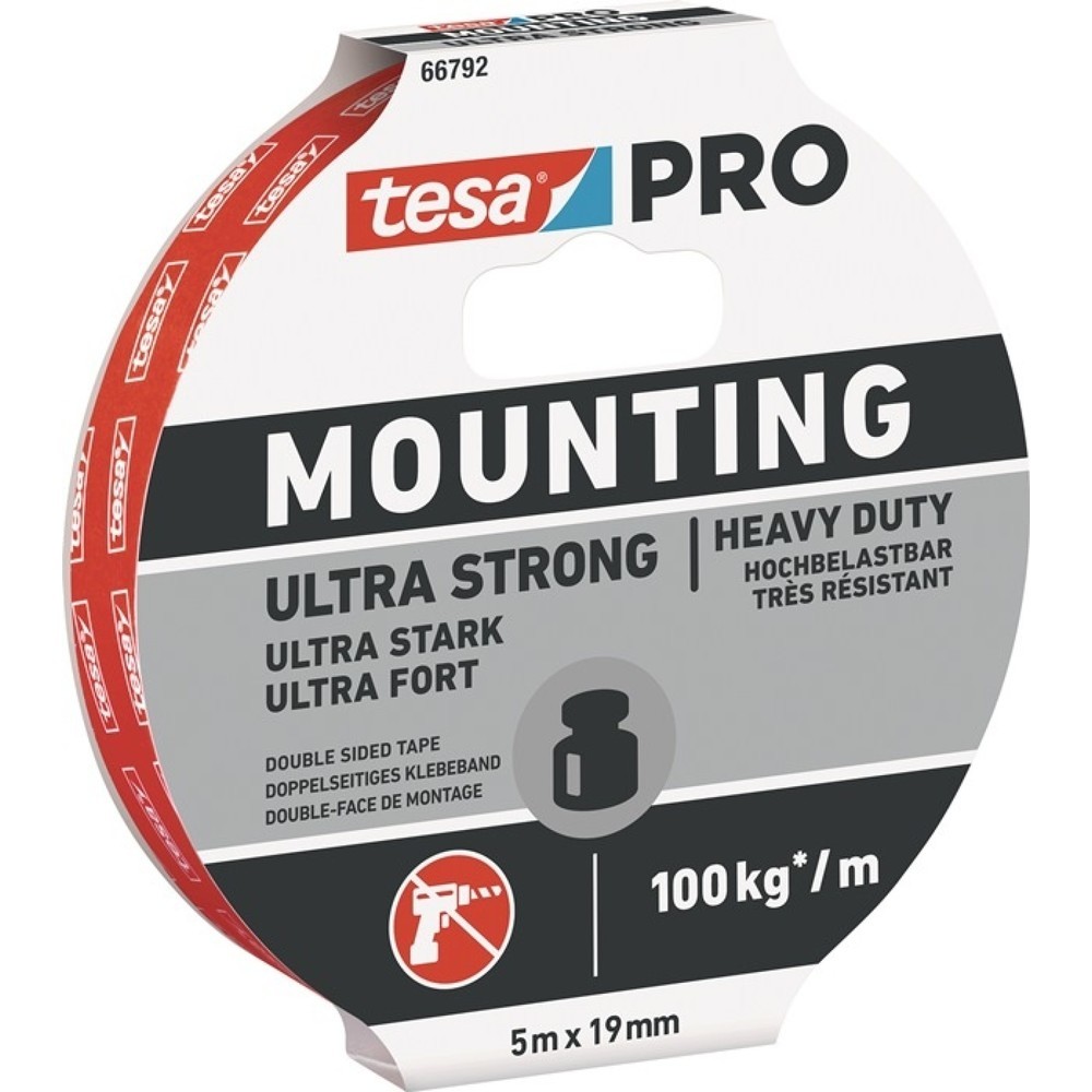 tesa® Montageband Mounting PRO Ultra Strong 66792, weiß, Länge 5 m Breite 19 mm