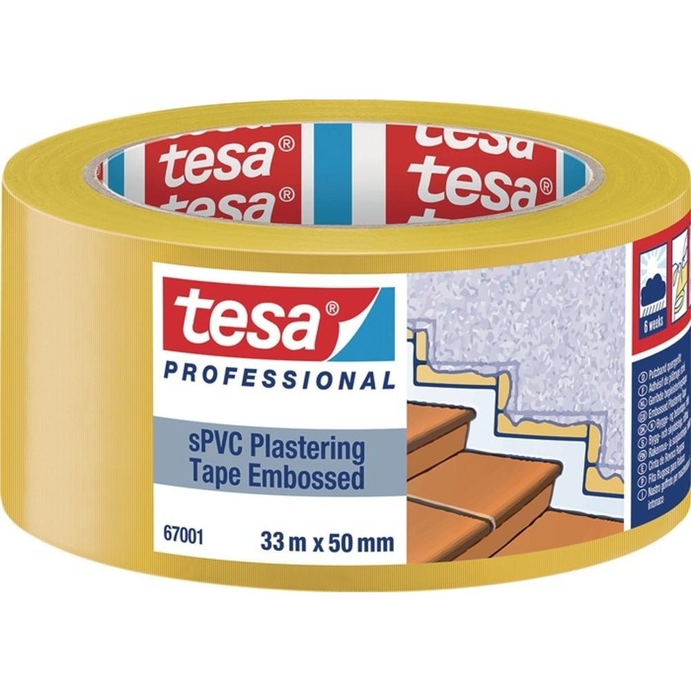 tesa® PVC Putzband 67001, quergerillt, gelb