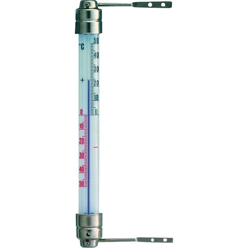 TFA Fensterthermometer, H200xB23xT28mm, Messbereich -50 bis 50 °C, Metall