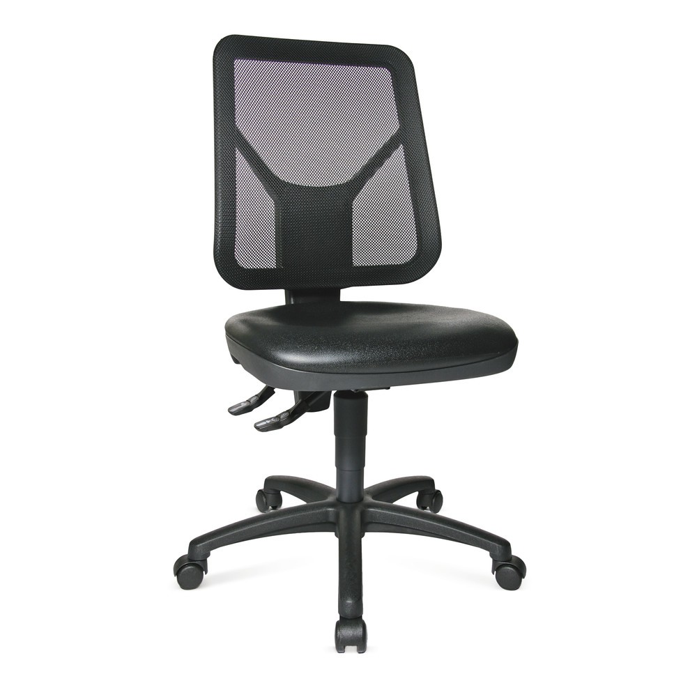 Topstar® Arbeitsdrehstuhl Tec 80 PK, Sitzhöhe 410-530 mm, Netzrückenlehne, Rollen, schwarz