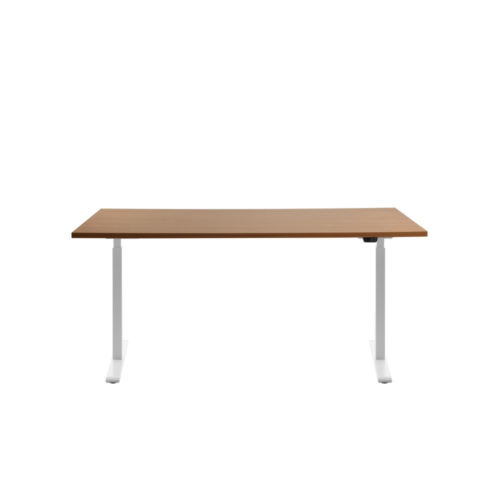 Topstar® Schreibtisch E-Table, BxT 1.600 x 800 mm, elektrisch höhenverstellbar, Buche/weiß