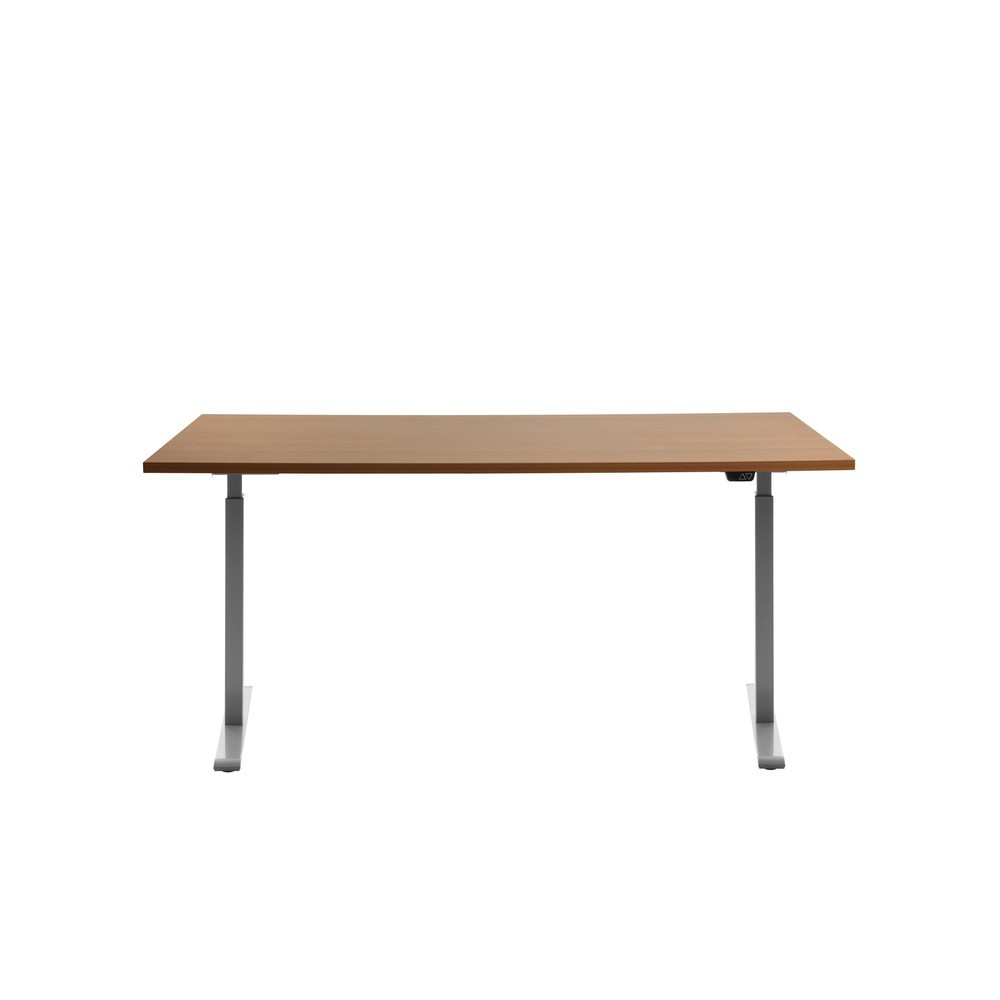 Topstar® Schreibtisch E-Table, BxT 1.600 x 800 mm, elektrisch höhenverstellbar, Buche/lichtgrau