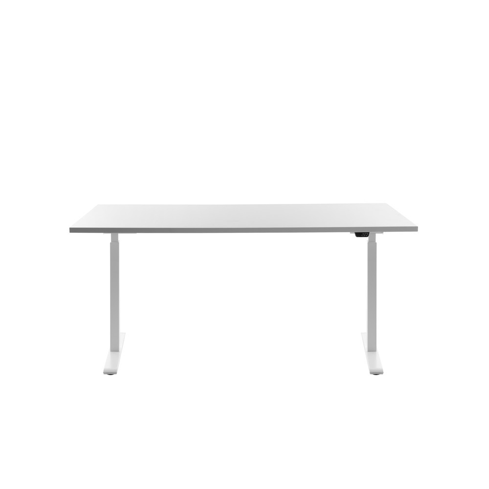 Topstar® Schreibtisch E-Table, BxT 1.600 x 800 mm, elektrisch höhenverstellbar, weiß/weiß