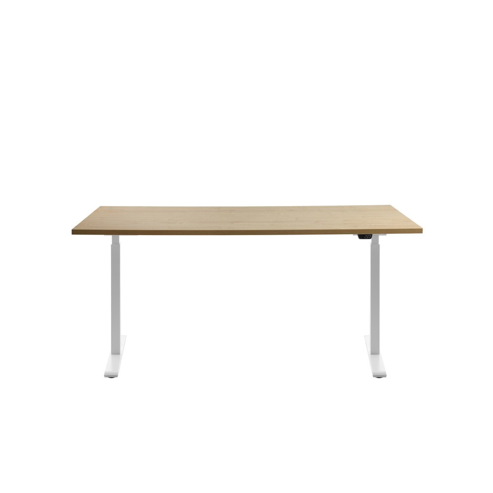 Topstar® Schreibtisch E-Table, BxT 1.600 x 800 mm, elektrisch höhenverstellbar, Ahorn/weiß