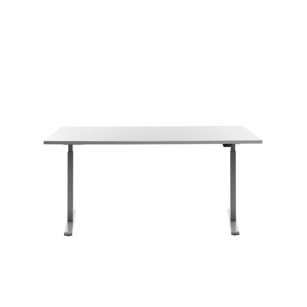 Topstar® Schreibtisch E-Table, BxT 1.600 x 800 mm, elektrisch höhenverstellbar, weiß/lichtgrau