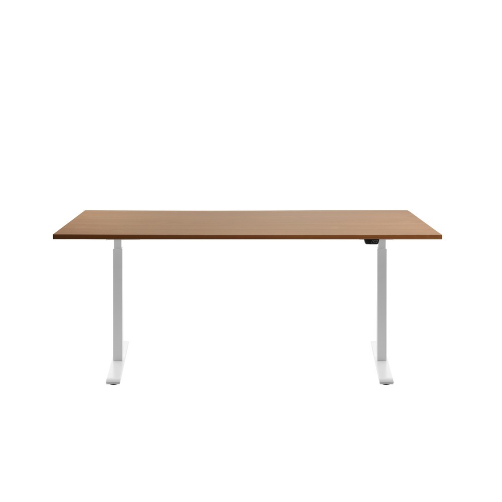 Topstar® Schreibtisch E-Table, BxT 1.800 x 800 mm, elektrisch höhenverstellbar, Buche/weiß