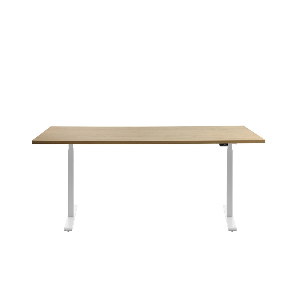 Topstar® Schreibtisch E-Table, BxT 1.800 x 800 mm, elektrisch höhenverstellbar, Ahorn/weiß