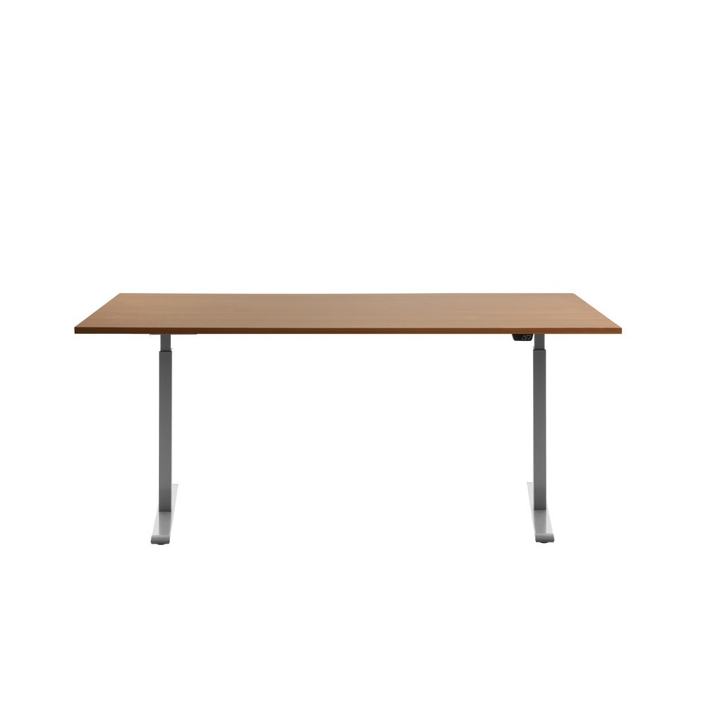 Topstar® Schreibtisch E-Table, BxT 1.800 x 800 mm, elektrisch höhenverstellbar, Buche/lichtgrau