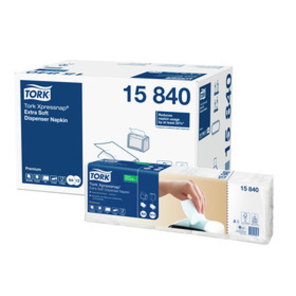 Tork 15840 Xpressnap Extra Soft Weiße Spenderserviette, Premium 2-lagig für Spendersystem N4, 1/4 Falzung , 1 VE = 40 Bündel à 100 Tücher (4000 Tücher)