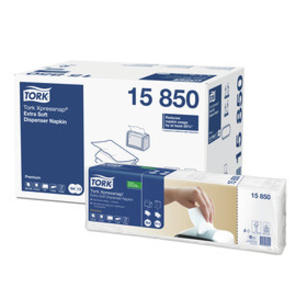 Tork 15850 Xpressnap Extra Soft Weiße Spenderserviette, Premium 2-lagig für Spendersystem N4, 1/2 Falzung , 1 VE = 80 Bündel à 100 Tücher (8000 Tücher)