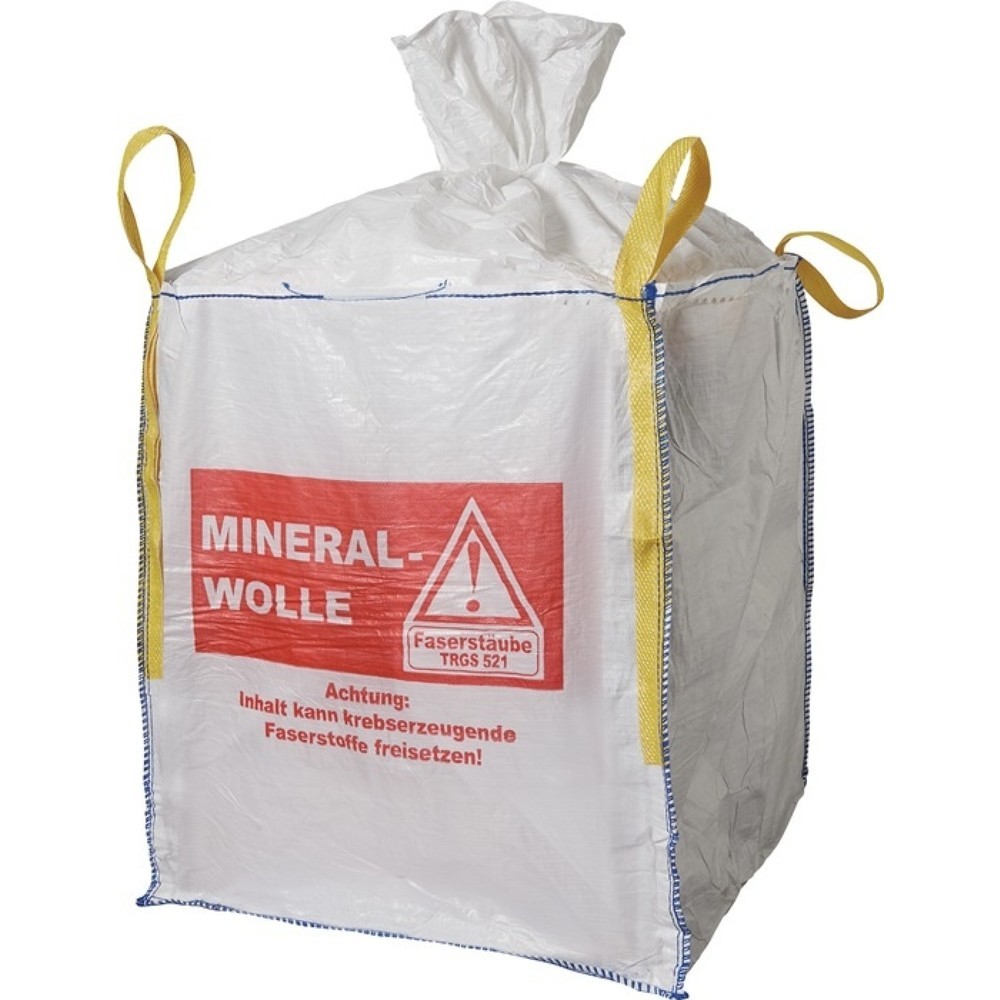 Transportsack Big Bag, Tragfähigkeit 150 kg, Länge 900 mm Breite 900 mm Höhe 1100 mm, Aufdruck: Mineralwolle