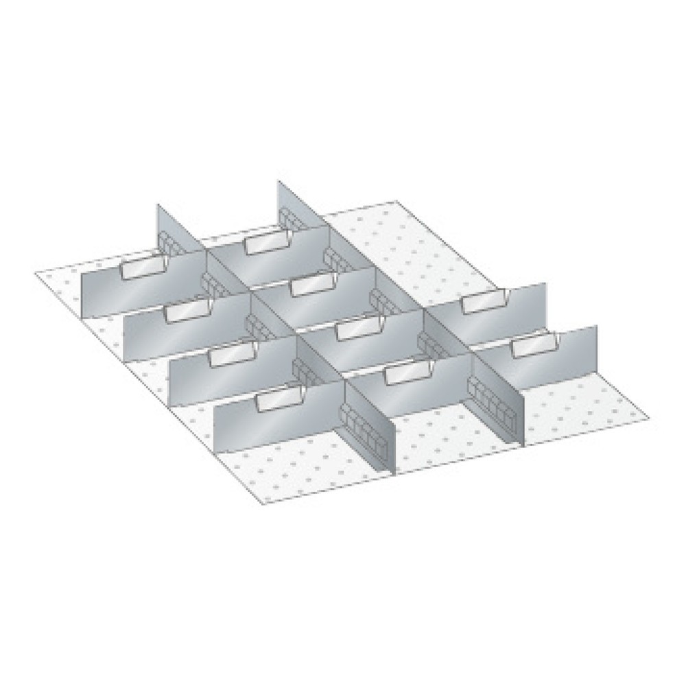 Trenn- und Steckwände für LISTA Schränke, 2 Schlitzwände, 10 Trennbleche, für Frontenhöhe 50 mm