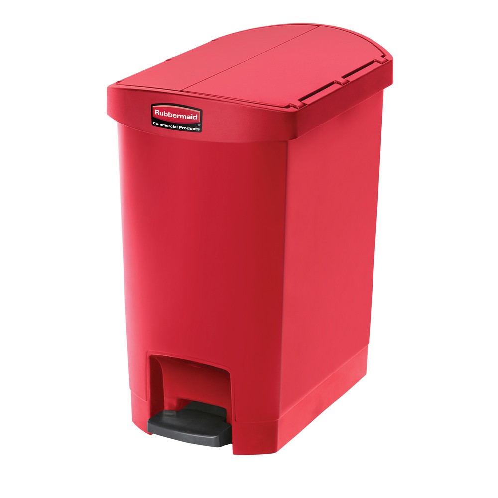 Tret-Abfallbehälter Rubbermaid Slim Jim® Pedal an der Schmalseite, Kunststoff, 90 l, rot